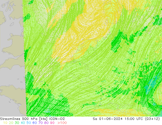 Linea di flusso 500 hPa ICON-D2 sab 01.06.2024 15 UTC