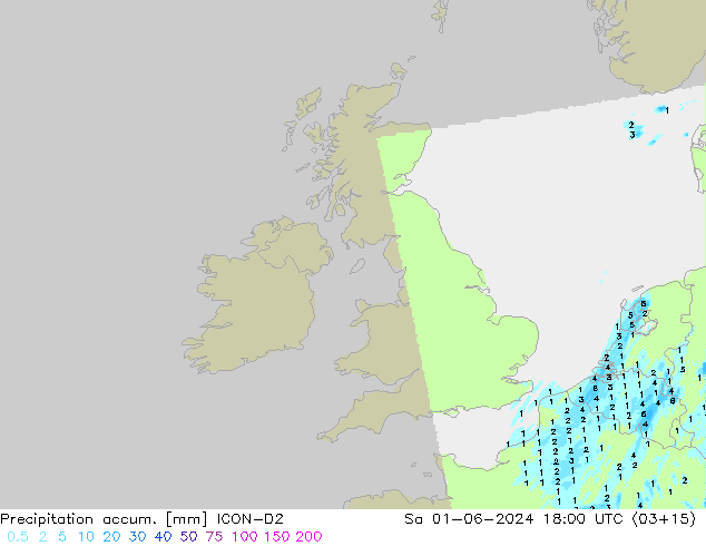 Precipitation accum. ICON-D2 Sáb 01.06.2024 18 UTC