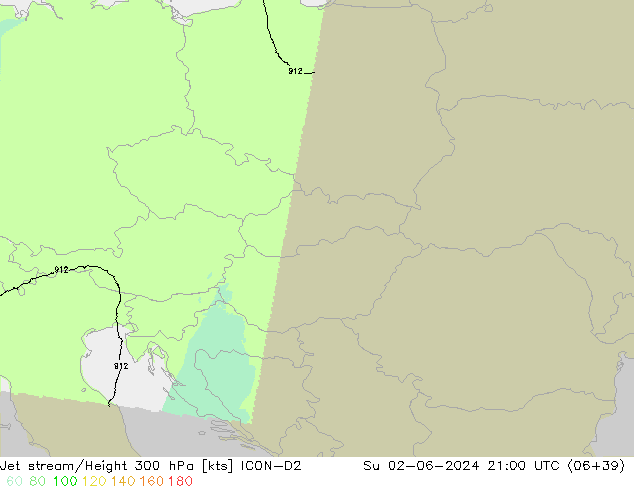 Jet stream ICON-D2 Dom 02.06.2024 21 UTC