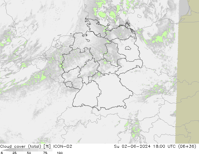 nuvens (total) ICON-D2 Dom 02.06.2024 18 UTC