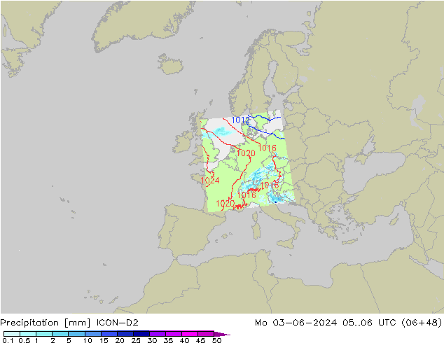 Yağış ICON-D2 Pzt 03.06.2024 06 UTC