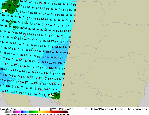 Height/Temp. 500 hPa ICON-D2 So 01.06.2024 15 UTC