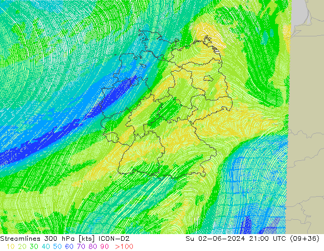  300 hPa ICON-D2  02.06.2024 21 UTC