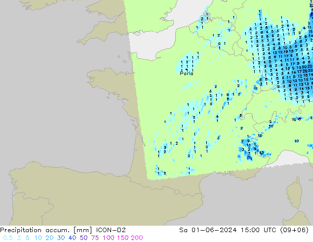 Toplam Yağış ICON-D2 Cts 01.06.2024 15 UTC