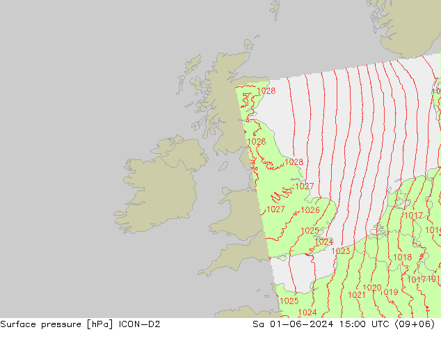 Luchtdruk (Grond) ICON-D2 za 01.06.2024 15 UTC