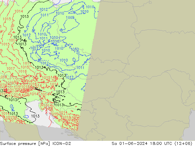 приземное давление ICON-D2 сб 01.06.2024 18 UTC