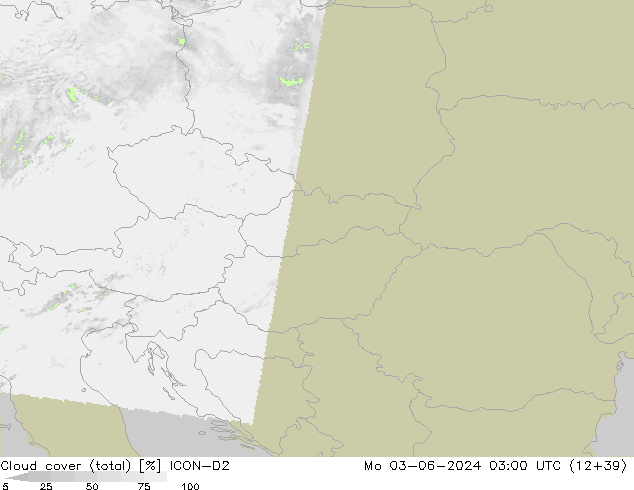 Wolken (gesamt) ICON-D2 Mo 03.06.2024 03 UTC