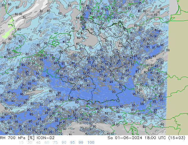 RH 700 hPa ICON-D2 Sa 01.06.2024 18 UTC