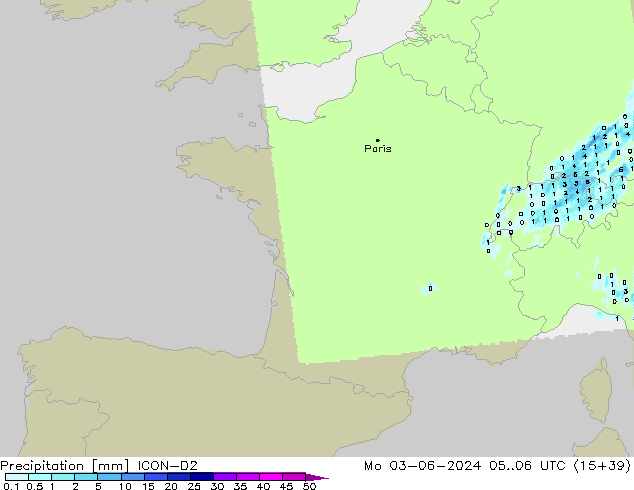 осадки ICON-D2 пн 03.06.2024 06 UTC