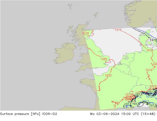 Luchtdruk (Grond) ICON-D2 ma 03.06.2024 15 UTC
