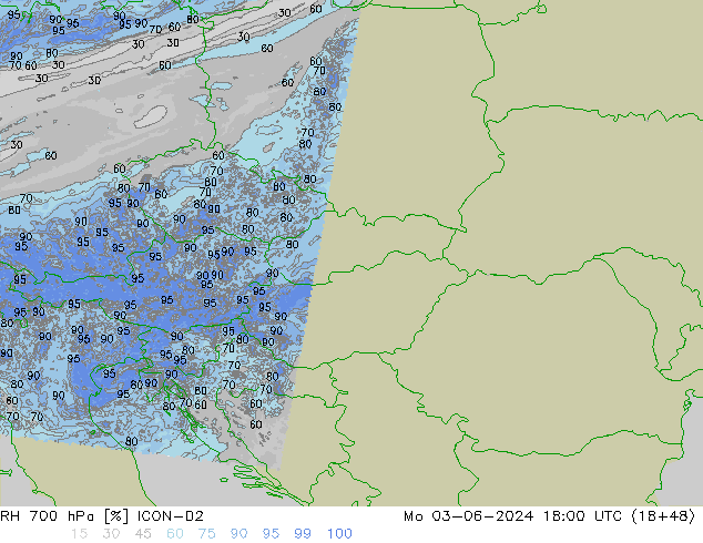 RH 700 hPa ICON-D2 Seg 03.06.2024 18 UTC