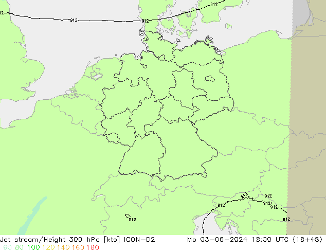 Jet Akımları ICON-D2 Pzt 03.06.2024 18 UTC