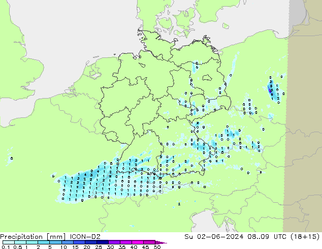 Precipitation ICON-D2 Su 02.06.2024 09 UTC