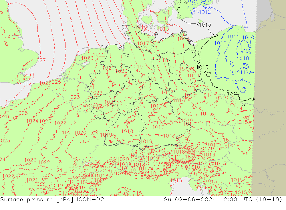 ciśnienie ICON-D2 nie. 02.06.2024 12 UTC