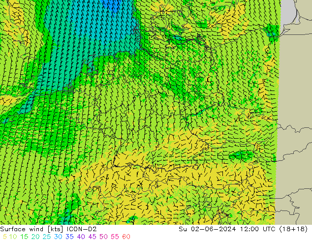  10 m ICON-D2  02.06.2024 12 UTC