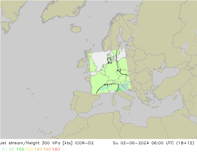 Prąd strumieniowy ICON-D2 nie. 02.06.2024 06 UTC