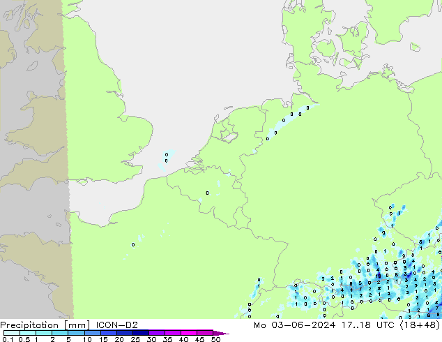 Precipitación ICON-D2 lun 03.06.2024 18 UTC