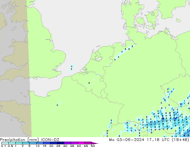 Neerslag ICON-D2 ma 03.06.2024 18 UTC