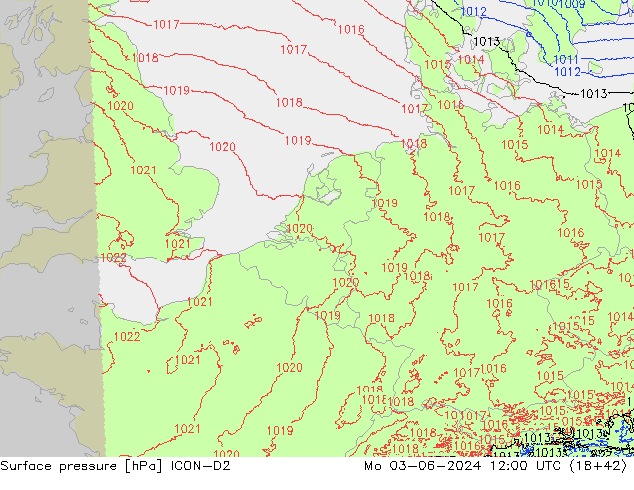 Bodendruck ICON-D2 Mo 03.06.2024 12 UTC