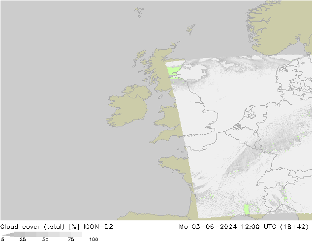 Bewolking (Totaal) ICON-D2 ma 03.06.2024 12 UTC