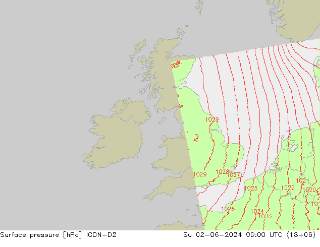 Yer basıncı ICON-D2 Paz 02.06.2024 00 UTC