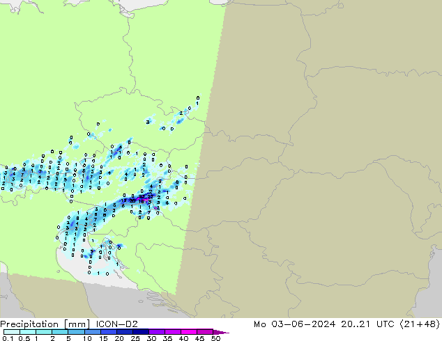 precipitação ICON-D2 Seg 03.06.2024 21 UTC