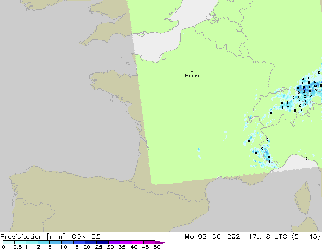Precipitation ICON-D2 Mo 03.06.2024 18 UTC