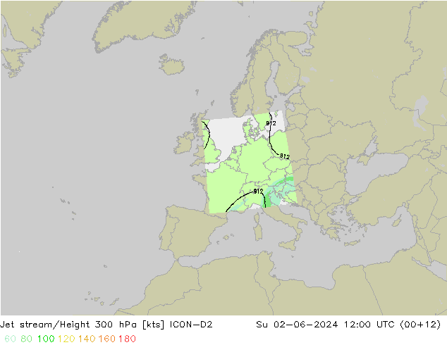 Prąd strumieniowy ICON-D2 nie. 02.06.2024 12 UTC