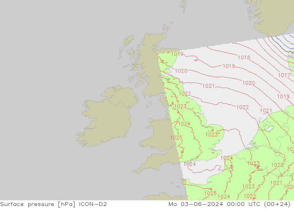 Luchtdruk (Grond) ICON-D2 ma 03.06.2024 00 UTC