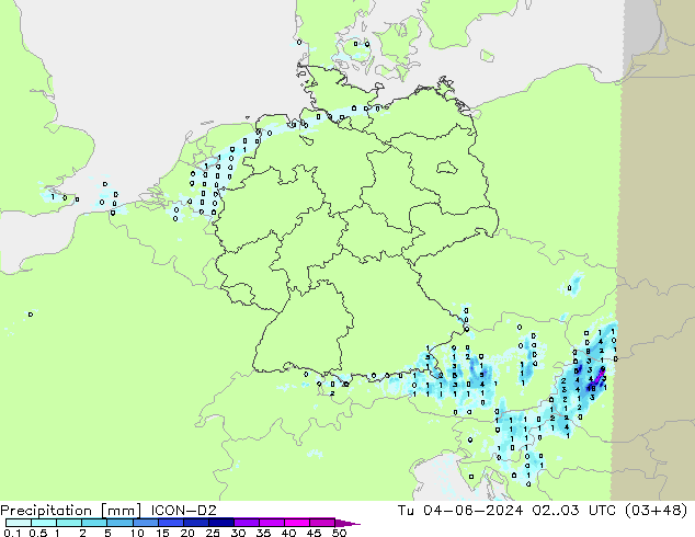 Yağış ICON-D2 Sa 04.06.2024 03 UTC