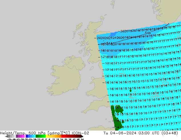 Height/Temp. 500 гПа ICON-D2 вт 04.06.2024 03 UTC