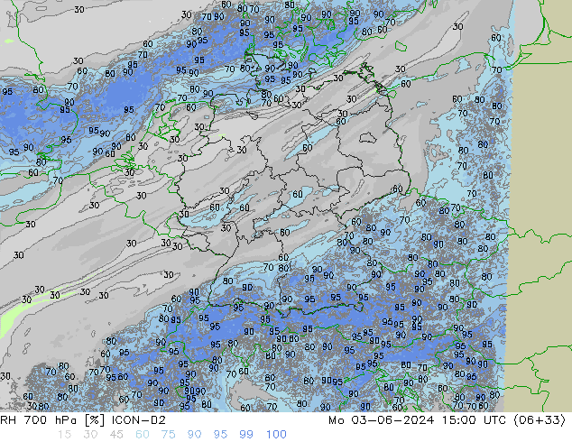 RH 700 hPa ICON-D2 Seg 03.06.2024 15 UTC