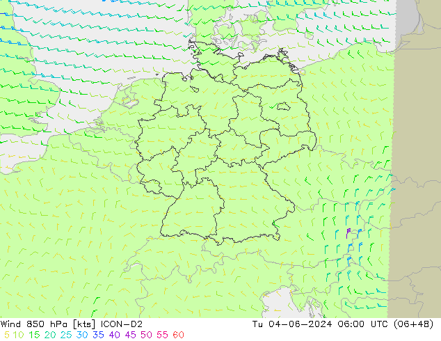  850 hPa ICON-D2  04.06.2024 06 UTC