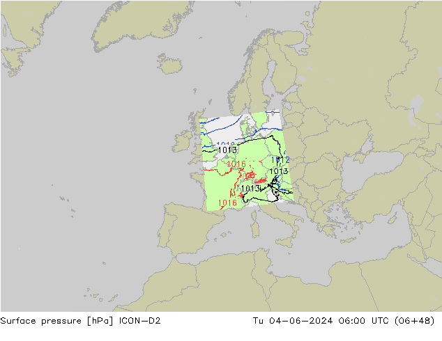 Luchtdruk (Grond) ICON-D2 di 04.06.2024 06 UTC