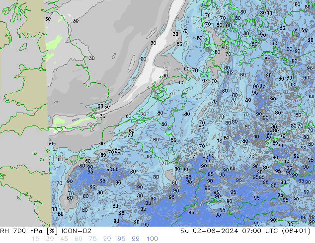 700 hPa Nispi Nem ICON-D2 Paz 02.06.2024 07 UTC