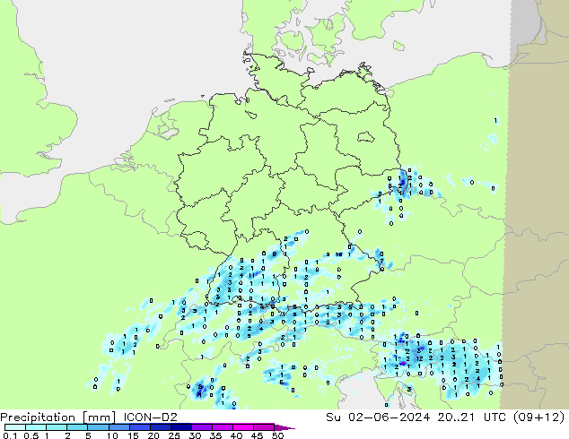Precipitation ICON-D2 Su 02.06.2024 21 UTC