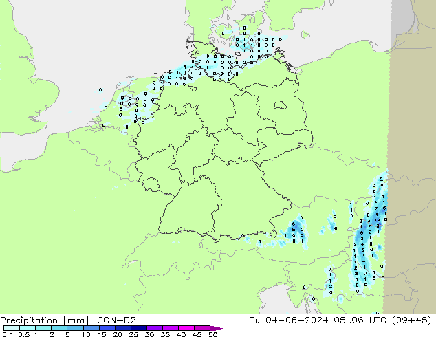 Precipitación ICON-D2 mar 04.06.2024 06 UTC