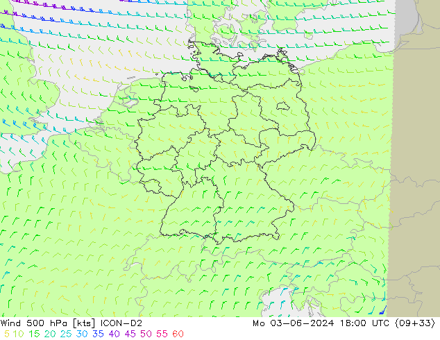 Wind 500 hPa ICON-D2 Mo 03.06.2024 18 UTC