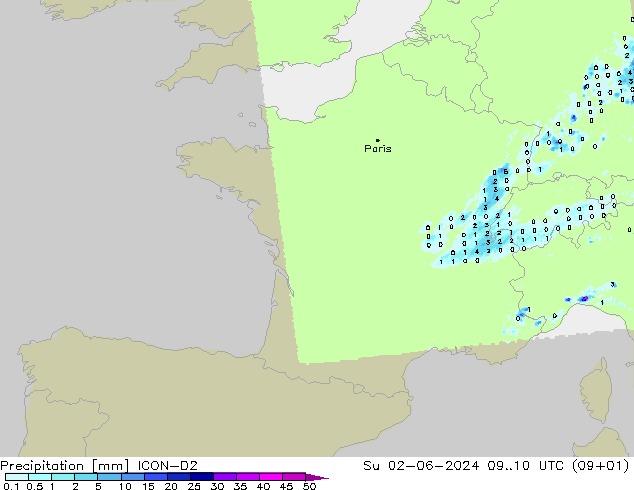 осадки ICON-D2 Вс 02.06.2024 10 UTC