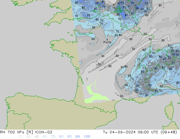 RH 700 hPa ICON-D2  04.06.2024 09 UTC