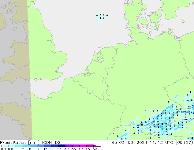 Precipitazione ICON-D2 lun 03.06.2024 12 UTC