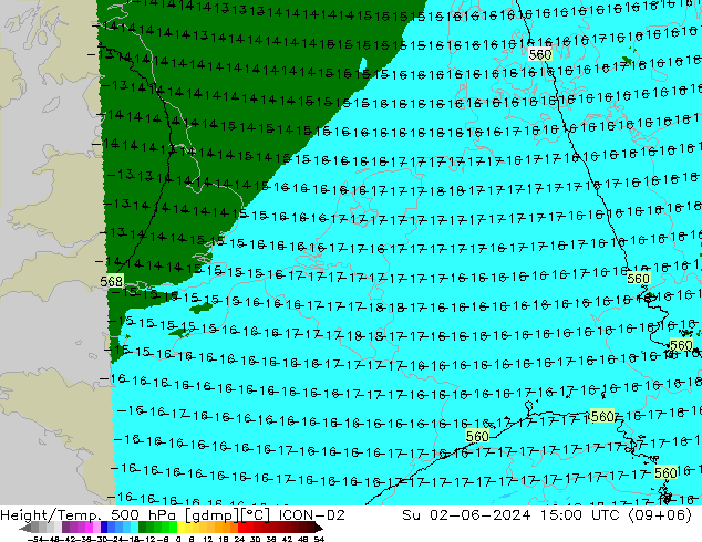 Height/Temp. 500 hPa ICON-D2 So 02.06.2024 15 UTC