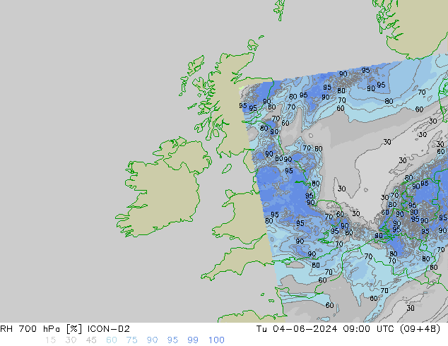 RH 700 hPa ICON-D2 Ter 04.06.2024 09 UTC