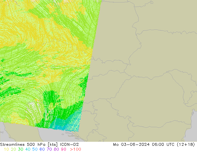 Streamlines 500 hPa ICON-D2 Mo 03.06.2024 06 UTC