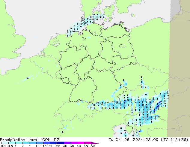 Precipitation ICON-D2 Tu 04.06.2024 00 UTC