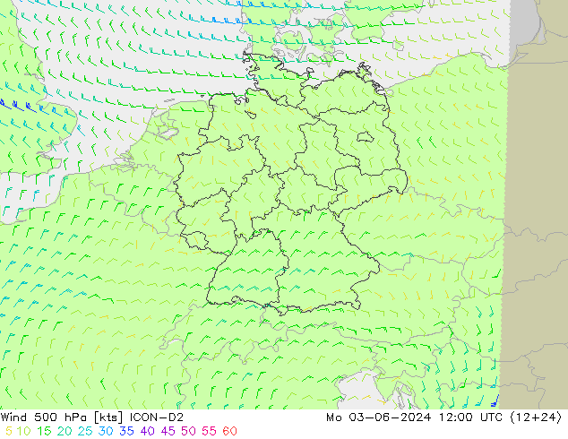 Wind 500 hPa ICON-D2 Mo 03.06.2024 12 UTC