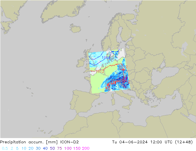 Precipitación acum. ICON-D2 mar 04.06.2024 12 UTC