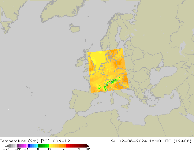 карта температуры ICON-D2 Вс 02.06.2024 18 UTC