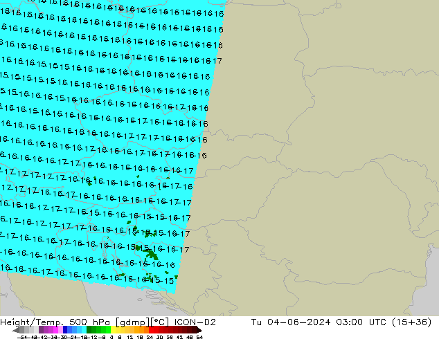 Height/Temp. 500 hPa ICON-D2 Tu 04.06.2024 03 UTC