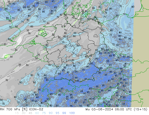 RH 700 гПа ICON-D2 пн 03.06.2024 06 UTC